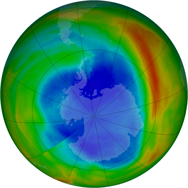 Antarctic ozone map for 12 September 1989